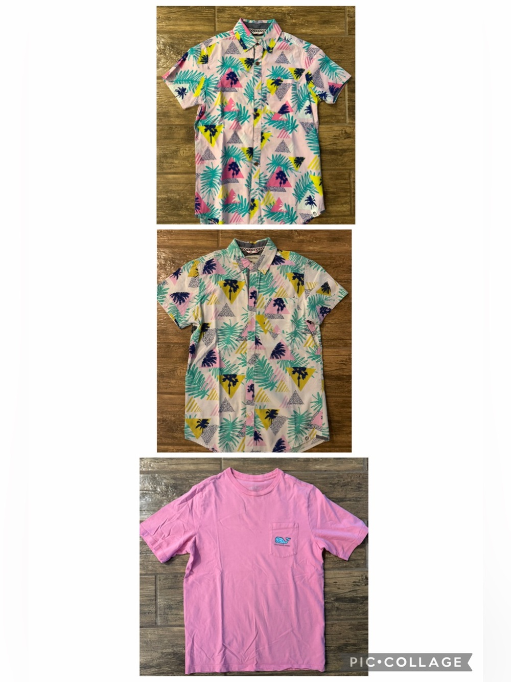 Free Planet Short-Sleeve Button-Down Shirt bundle in Pink, Teal & Yellow.